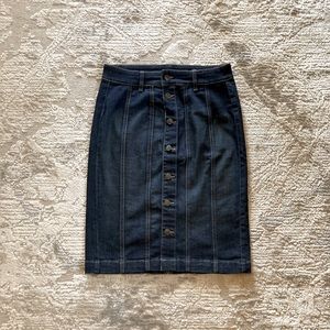 Button front denim skirt